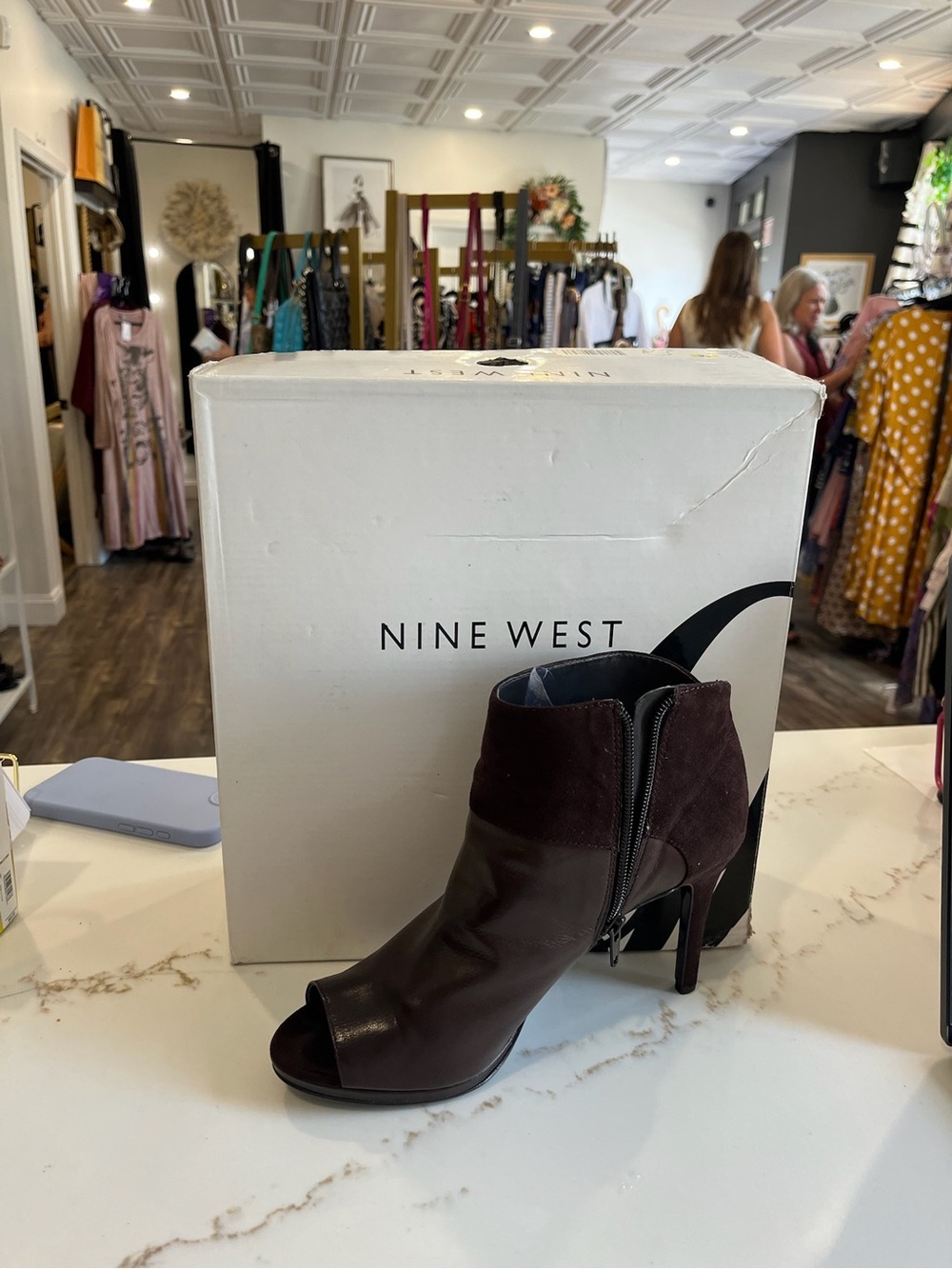 Nine West Open-Toe Leather & Suede Ankle Boot